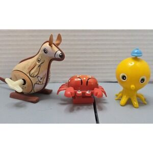 Lot of 3 Vintage Wind Up Toy Animals Tin Toys Kangaroo Crab And Plastic Octopus